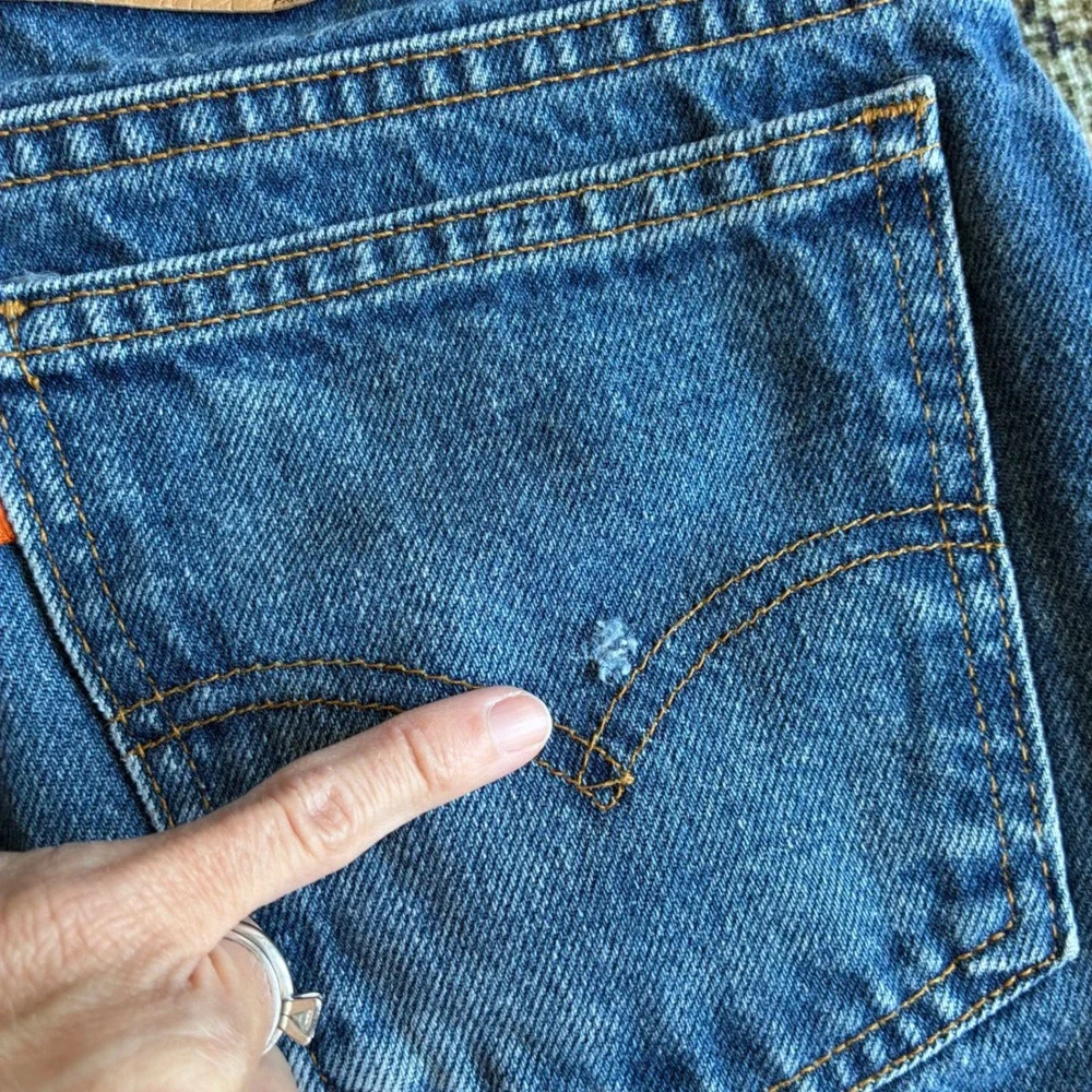 Vintage Levi 517 Mens Orange Tab Bootcut Jeans Blue Denim 33x32 1980s 517-0217